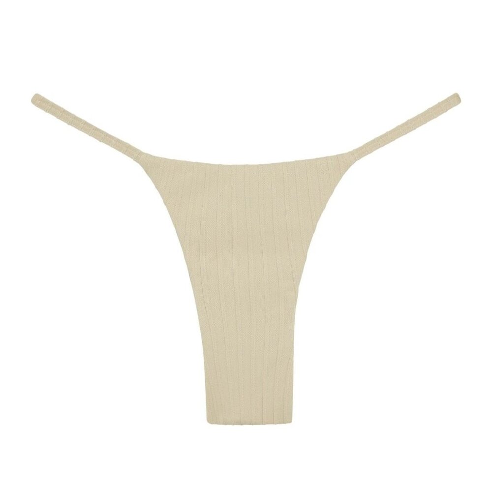 Monday Swimwear Barbados Ribbed Bikini Bottom in Vanilla Matte